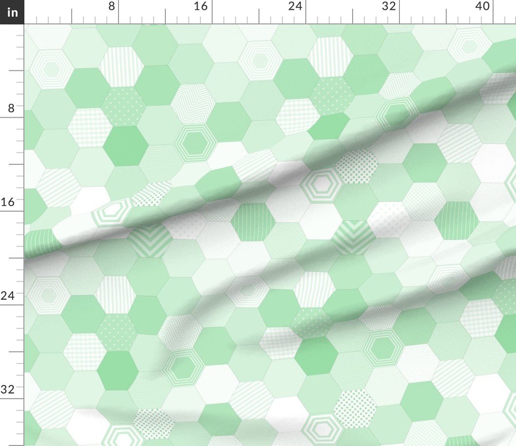 Fabric in Small Hexagonal Mint Delight Honeycomb Pattern Quilt Pattern Fabric Fabric in Small Hexagonal Mint Delight Honeycomb Pattern Quilt Pattern Fabric