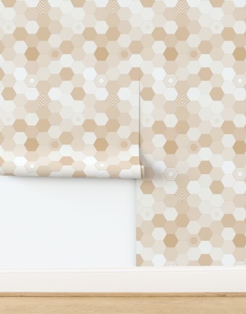 Small Hexagonal Beige Elegance Honeycomb Pattern Quilt Pattern Wallpaper
