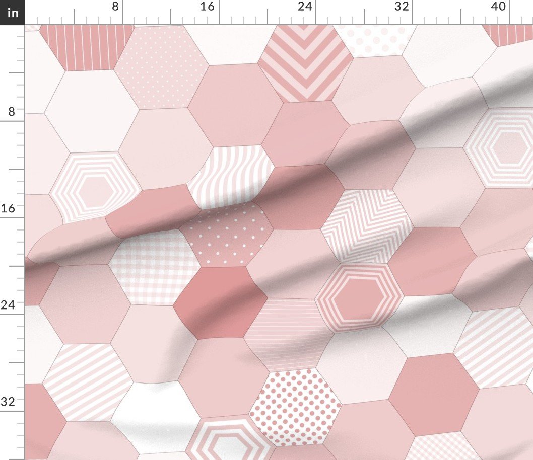 Fabric in Large Hexagonal Blush Delight Honeycomb Pattern Fabric Fabric in Large Hexagonal Blush Delight Honeycomb Pattern Fabric