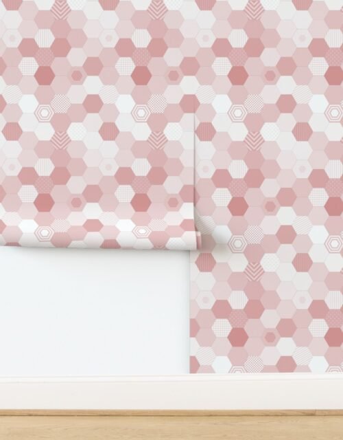 Small Hexagonal Blush Delight Honeycomb Pattern Wallpaper