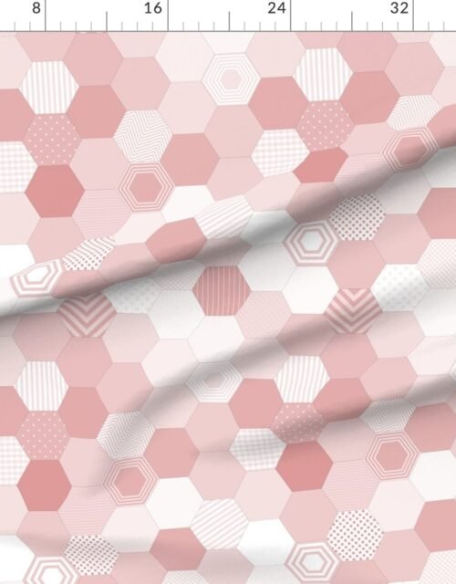Fabric in Small Hexagonal Blush Delight Honeycomb Pattern Fabric