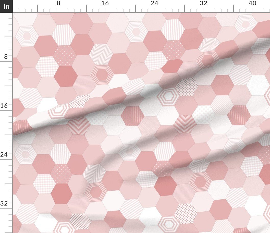 Fabric in Small Hexagonal Blush Delight Honeycomb Pattern Fabric Fabric in Small Hexagonal Blush Delight Honeycomb Pattern Fabric