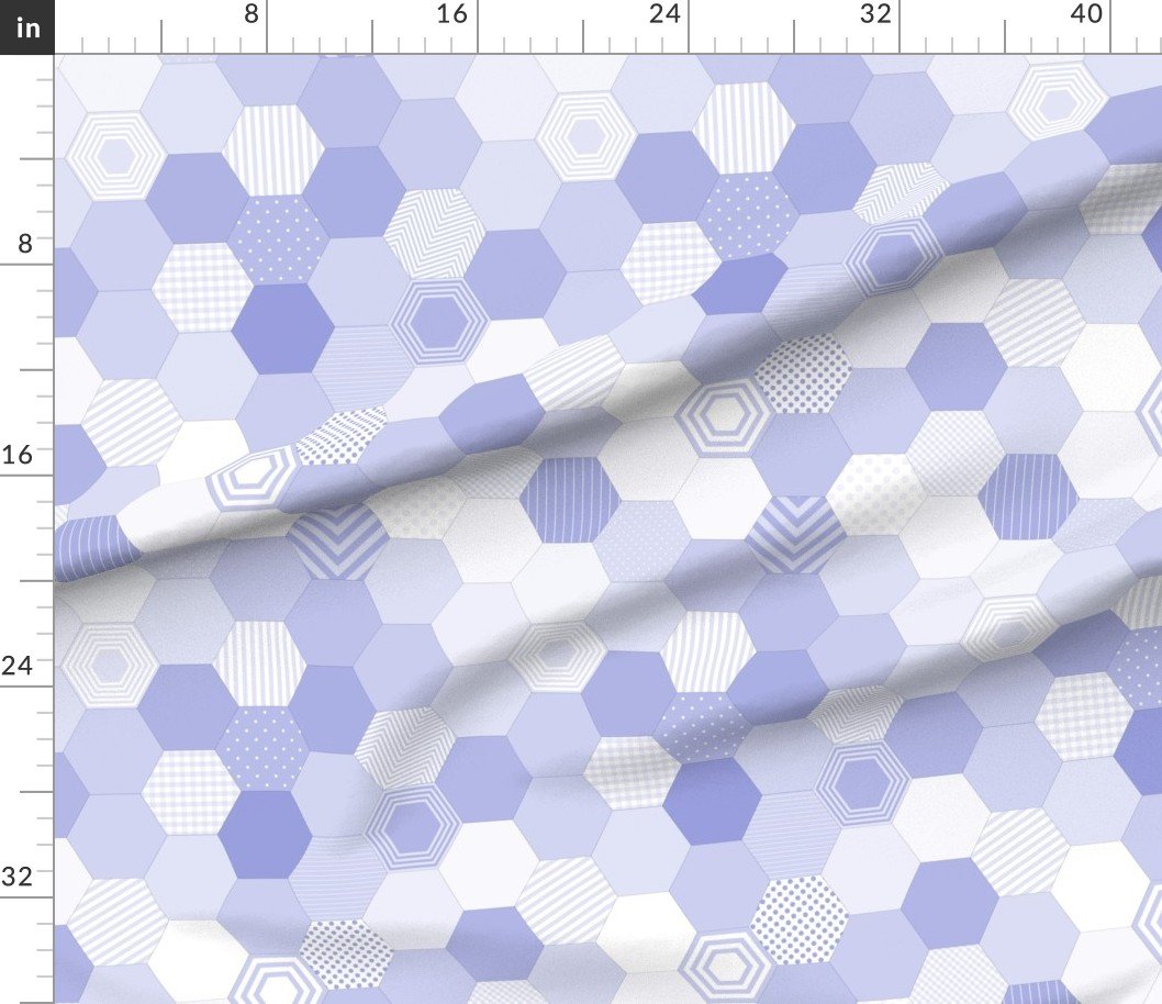 Fabric in Small Hexagonal Periwinkle Serenity Honeycomb Pattern Fabric Fabric in Small Hexagonal Periwinkle Serenity Honeycomb Pattern Fabric