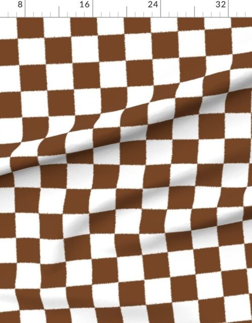 Fabric in Saddle Brown and White Tumble Edged Checkerboard Wilderness Series Nature's Fabric