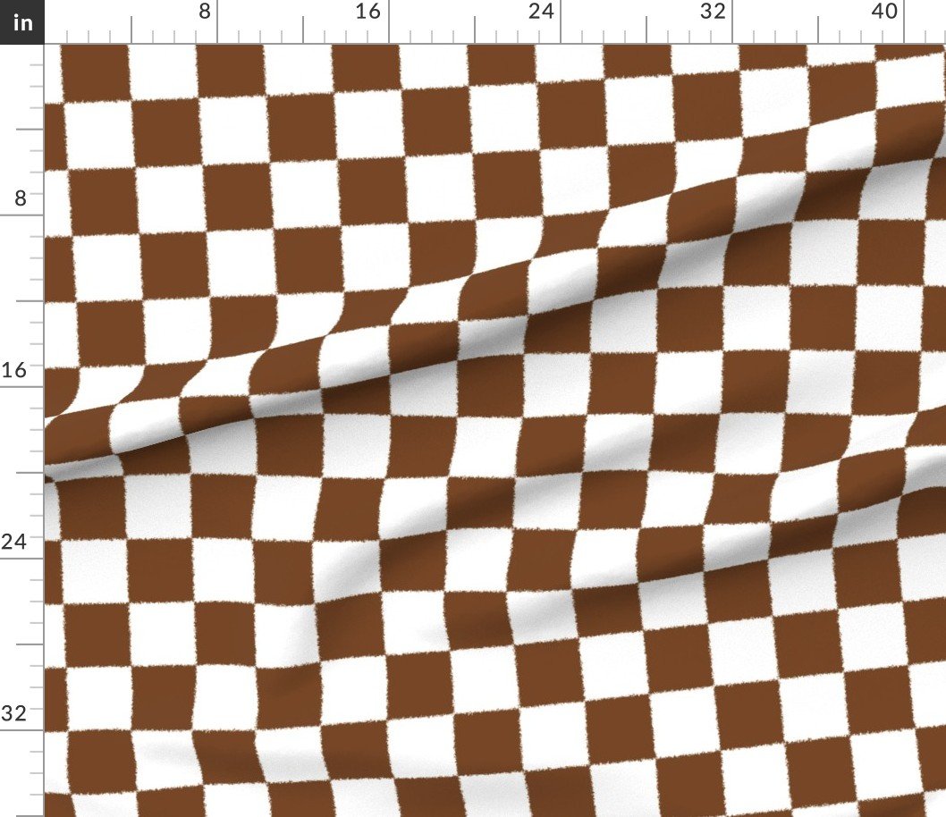 Fabric in Saddle Brown and White Tumble Edged Checkerboard Wilderness Series Nature’s Fabric Fabric in Saddle Brown and White Tumble Edged Checkerboard Wilderness Series Nature's Fabric