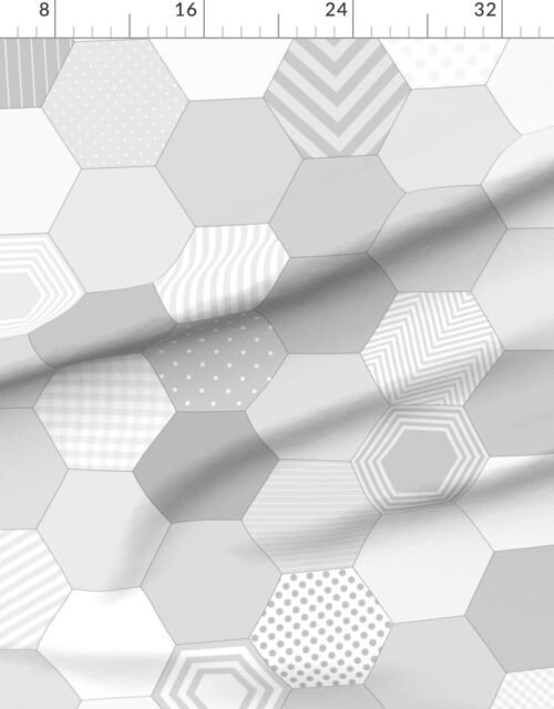 Fabric in Large Hexagonal Grayscale Honeycomb Pattern Fabric