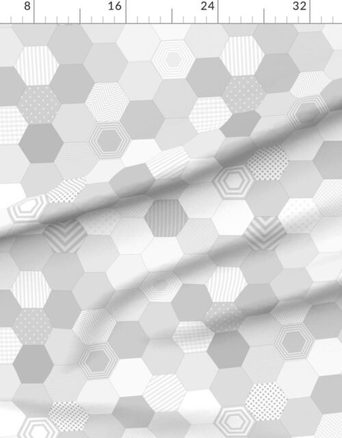 Fabric in Small Hexagonal Grayscale Honeycomb Pattern Fabric