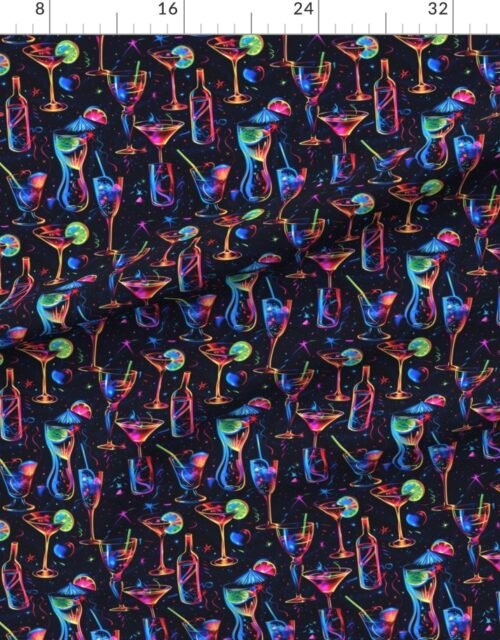 Fabric in Electric Celebration Neon Cocktails in the Night Fabric