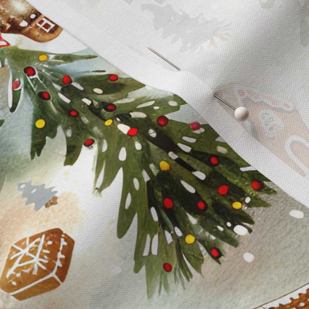 Fabric in Endless Gingerbread Christmas Village with Snowy Pine Trees Fabric Fabric in Endless Gingerbread Christmas Village with Snowy Pine Trees Fabric - Image 3