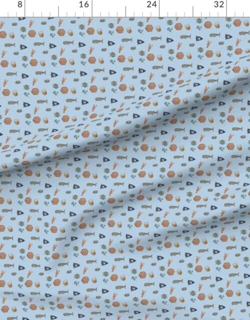 Fabric in Nantucket Island Symbols and Motifs in Mini on Blue Fabric