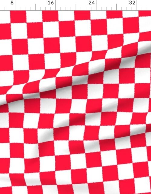 Fabric in Tumble Edged Red and White Checkerboard Squares Fabric