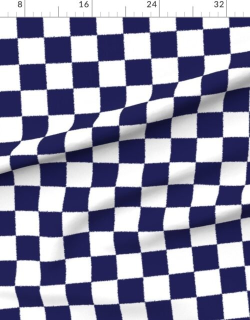 Fabric in Tumble Edged Marine Blue and White Checkerboard Squares Fabric