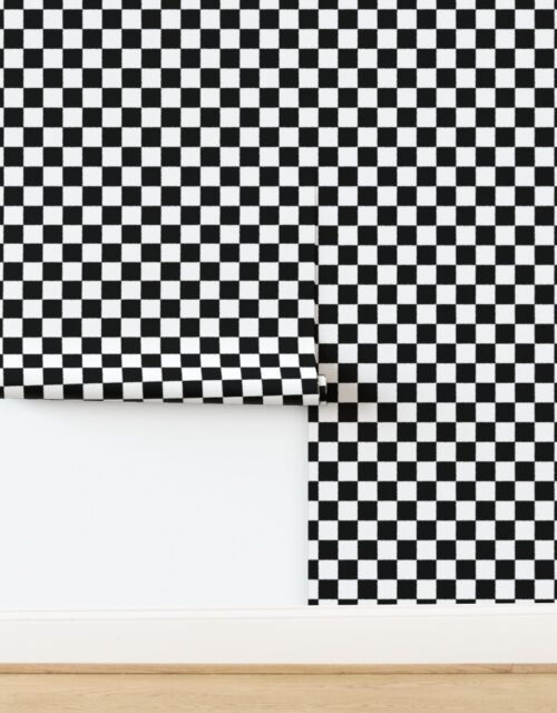 Tumble Edged Grimy Black and White Checkerboard Squares Wallpaper