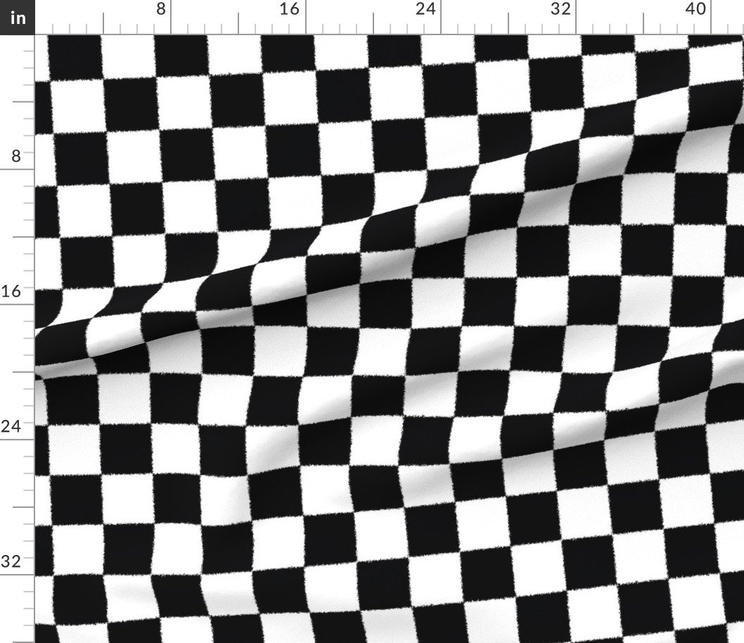 Fabric in Tumble Edged Grimy Black and White Checkerboard Squares Fabric Fabric in Tumble Edged Grimy Black and White Checkerboard Squares Fabric
