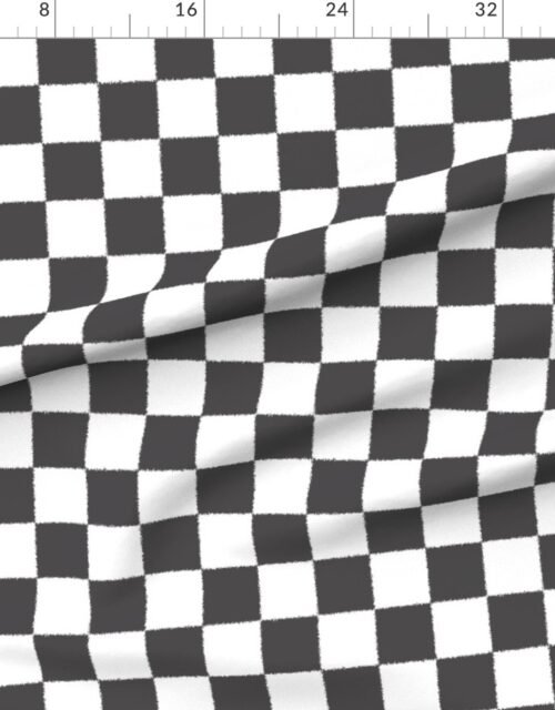 Fabric in Tumble Edged Smoke Grey and White Checkerboard Squares Fabric