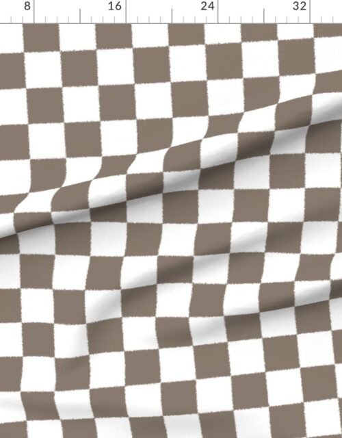Fabric in Tumble Edged Tan and White Checkerboard Squares Fabric