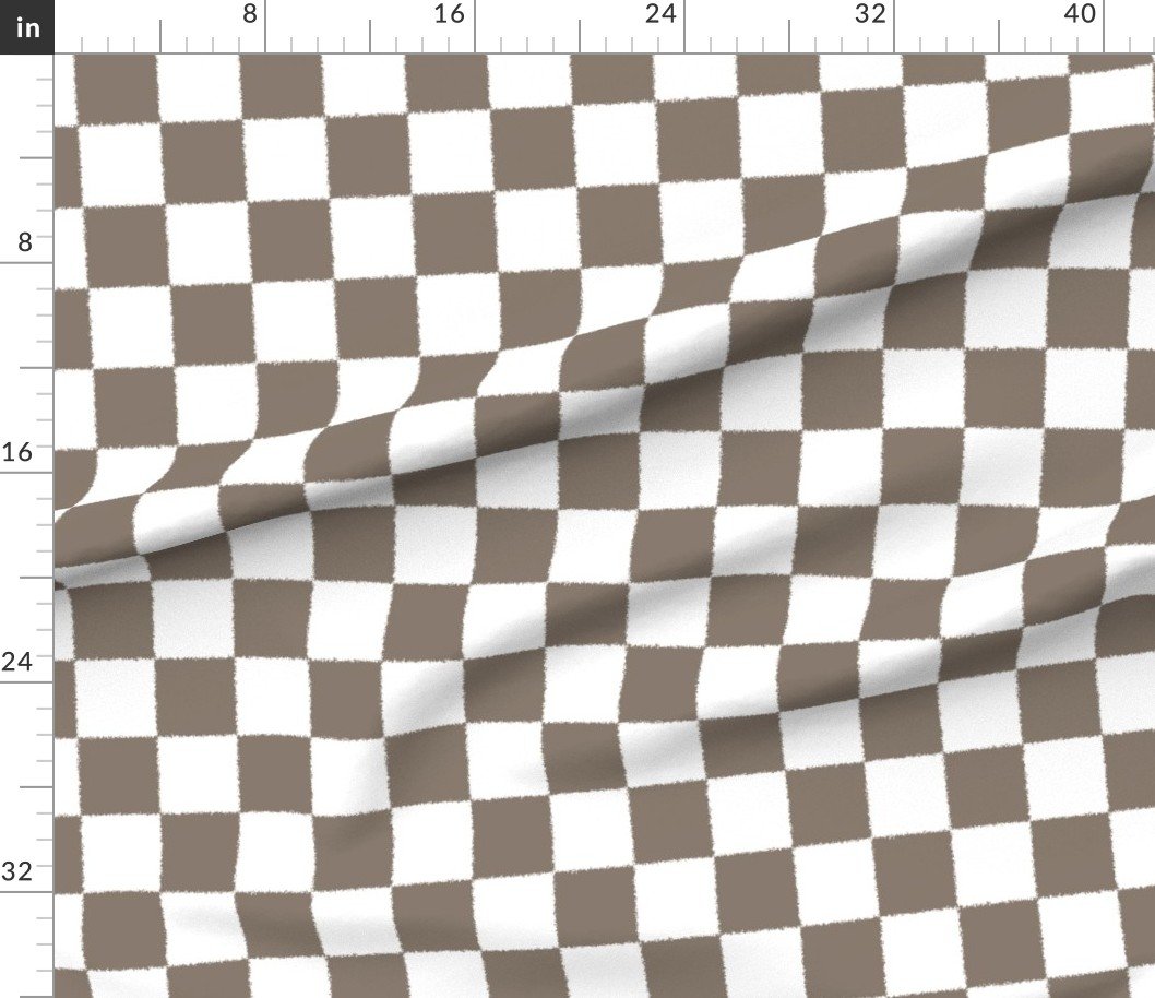 Fabric in Tumble Edged Tan and White Checkerboard Squares Fabric Fabric in Tumble Edged Tan and White Checkerboard Squares Fabric