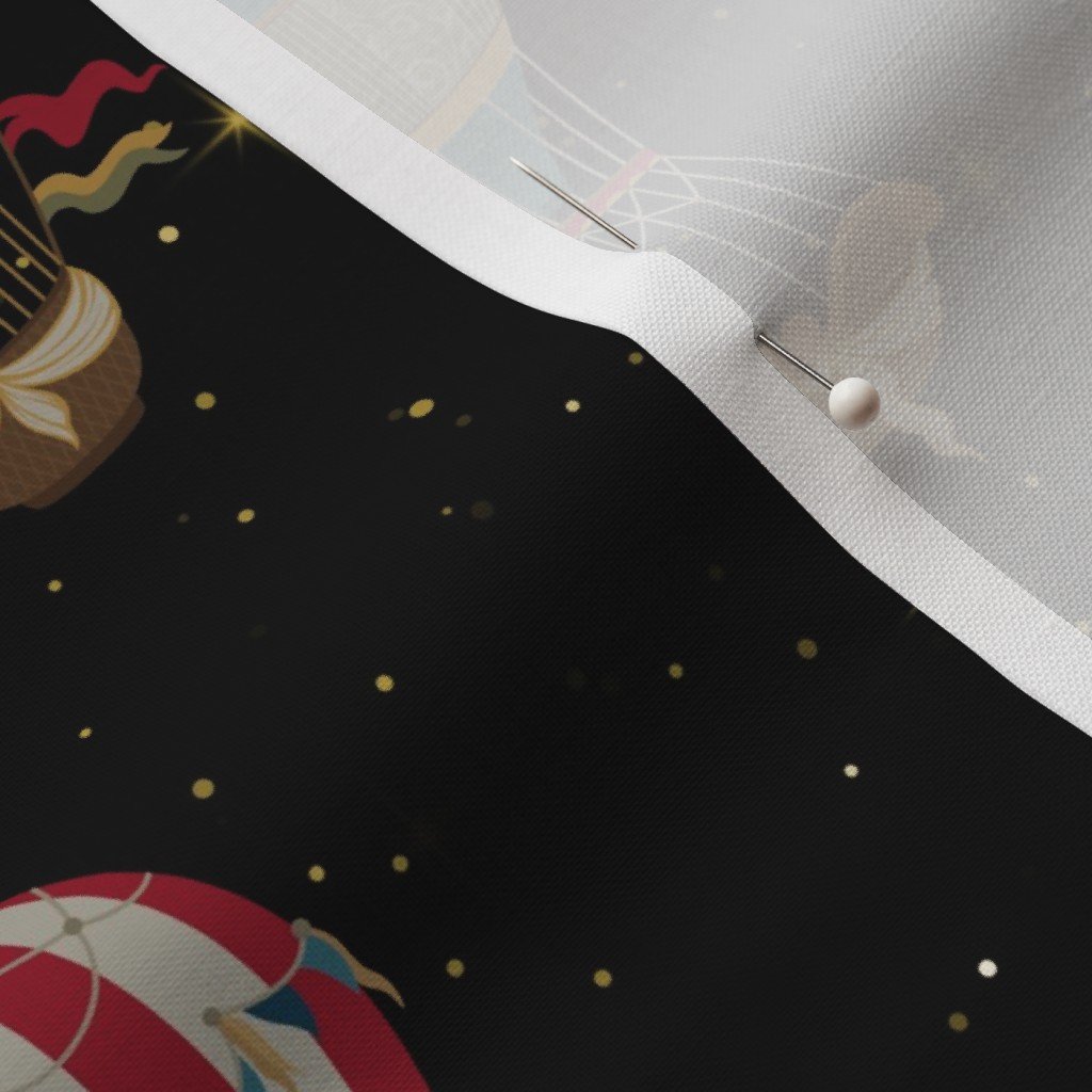Fabric in Small Vintage Ornamental Winged Hot Air Helium Balloons Bright Blue Starry Fabric Fabric in Small Vintage Ornamental Winged Hot Air Helium Balloons Bright Blue Starry Fabric - Image 3