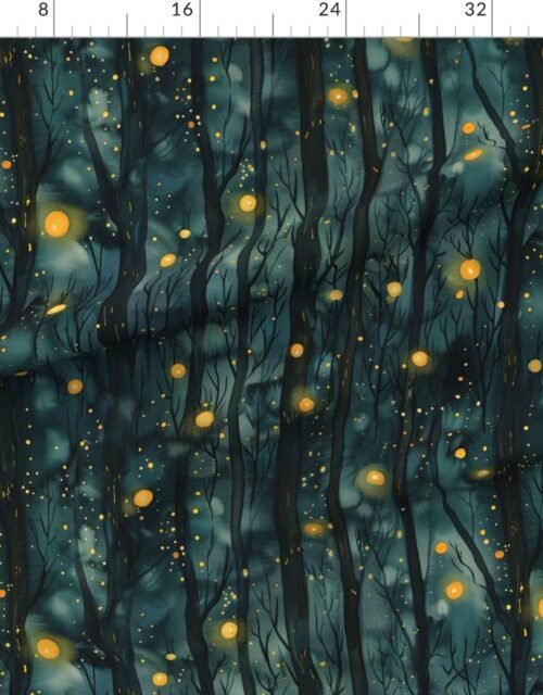 Fabric in Large Mystic Firefly Forest A Glow in the Dark Fabric