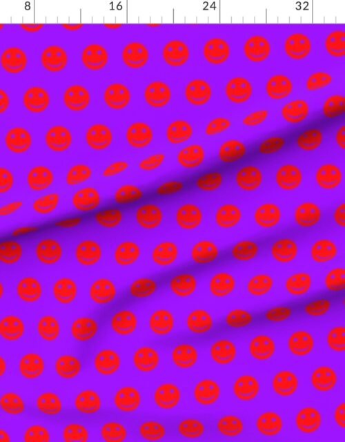 Red Smiley Faces on Bright Purple Background