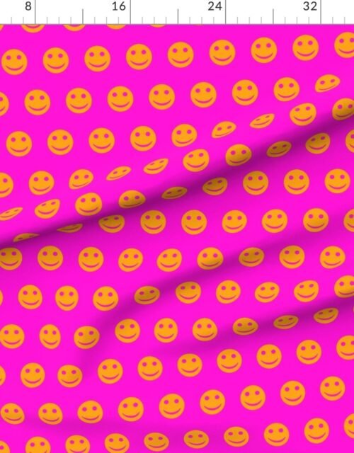 Orange Smiley Faces on Vibrant Pink Background