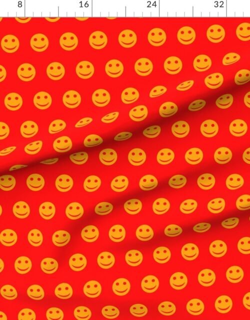 Orange Smiley Faces on Bold Red Background