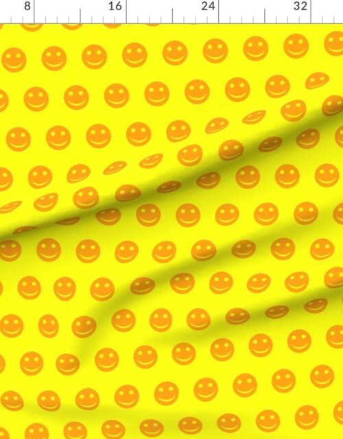 Orange Smiley Faces on Bright Yellow Background