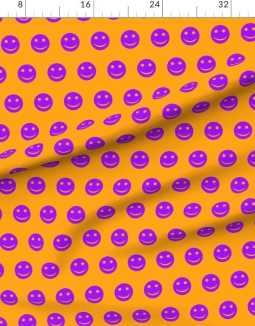 Purple Smiley Faces on Bright Orange Background