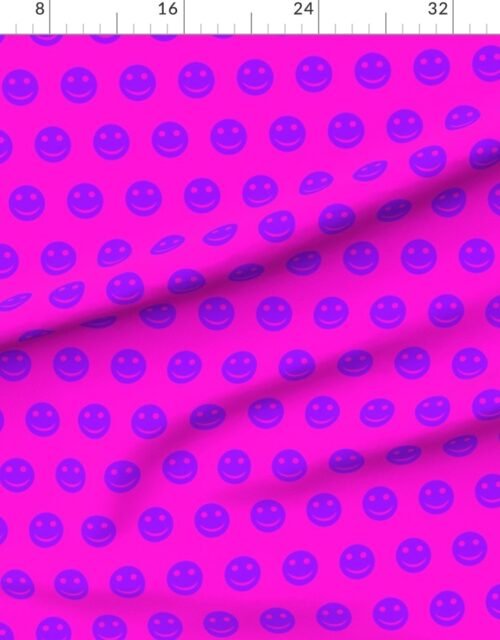Purple Smiley Faces on Bright Pink Background