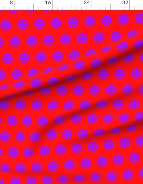 Purple Smiley Faces on Bright Red Background