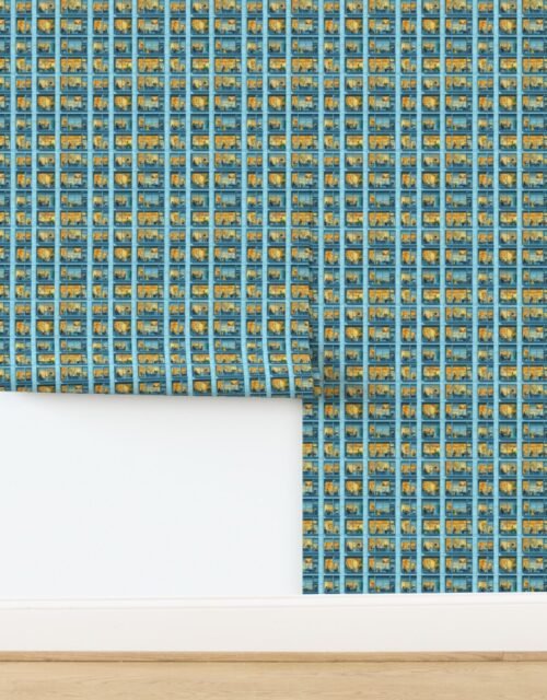 Modern Office Windows Pattern with Evening Workspaces Wallpaper