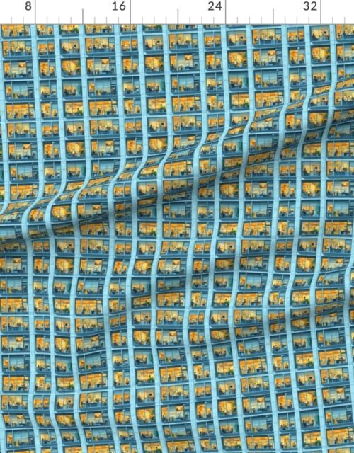 Fabric in Modern Office Windows Pattern with Evening Workspaces