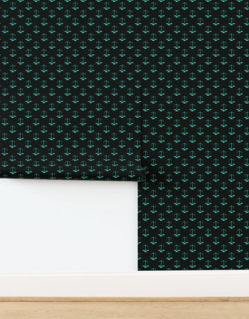 Aqua Scales Of Justice on Black Repeat Wallpaper