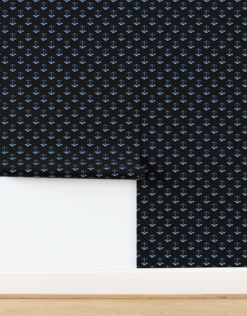 Blue Scales Of Justice on Black Repeat Wallpaper