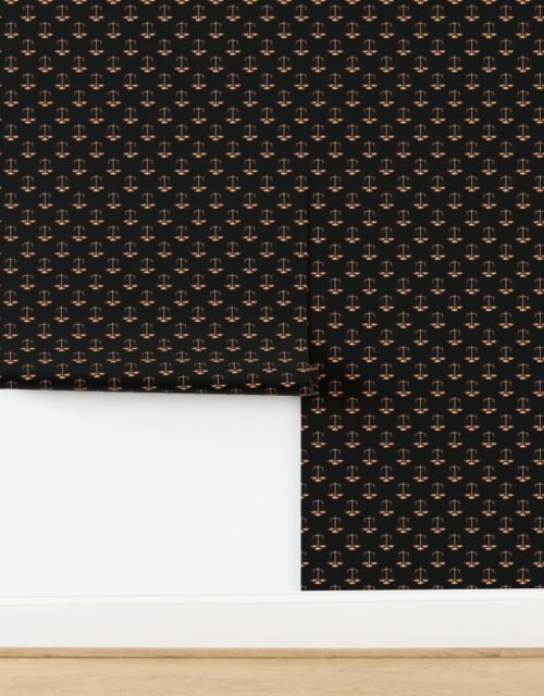 Bronze Scales Of Justice on Black Repeat Wallpaper
