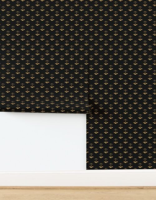 Yellow Gold Scales Of Justice on Black Repeat Wallpaper