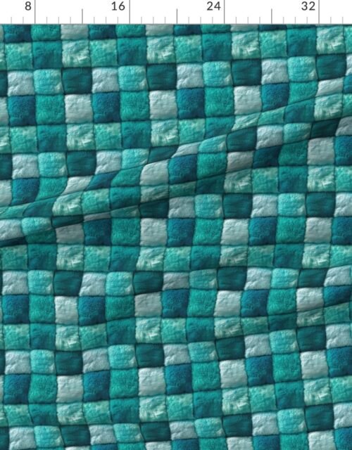 Small Turquoise Faux Fur Patchwork Fabric - Luxurious Plush Texture