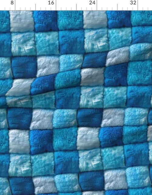 Large Royal Blue Faux Fur Patchwork Fabric - Luxurious Plush Texture