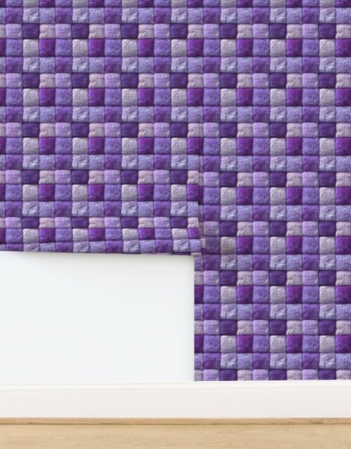 Small Violet Faux Fur Patchwork Fabric - Luxurious Plush Texture Wallpaper