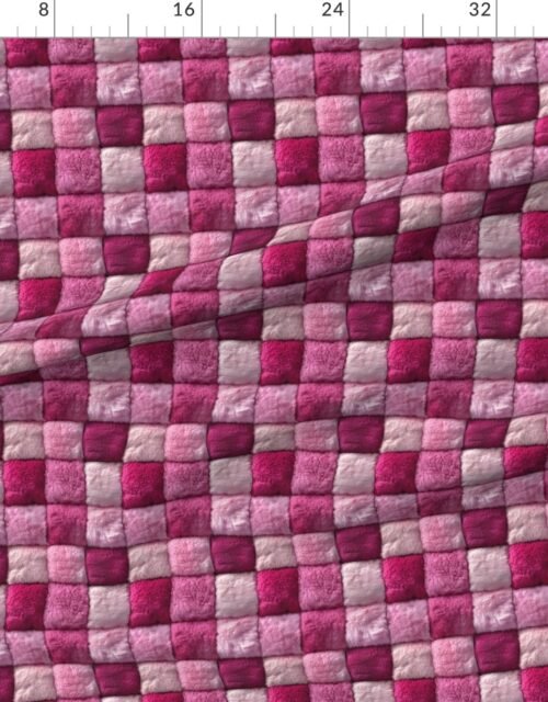 Small Hot Pink and Blush Faux Fur Patchwork Fabric - Luxurious Plush Textur