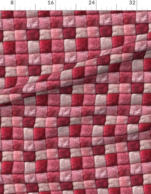 Small Red and Blush Christmas Faux Fur Patchwork - Luxurious Plush Texture