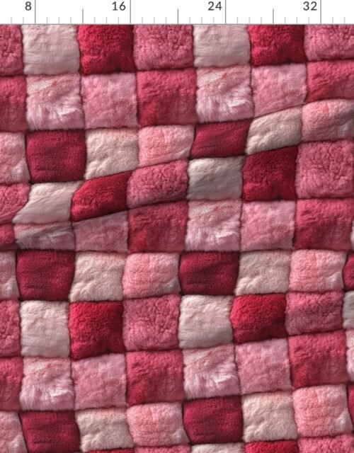 Red and Blush Christmas Faux Fur Patchwork - Luxurious Plush Texture