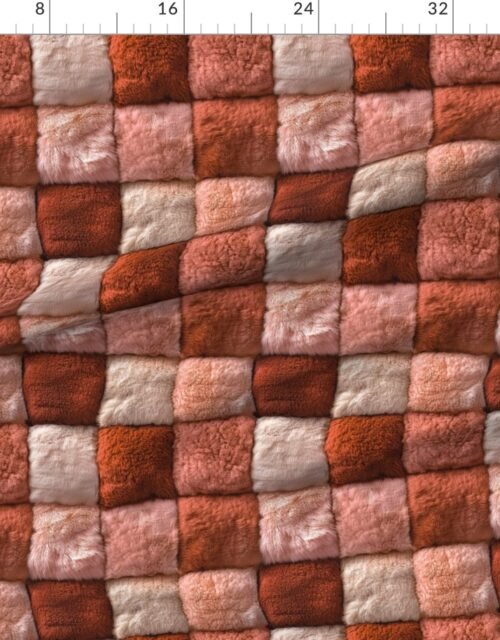 Large Crimson and Cream Christmas Faux Fur - Luxurious Plush Textur