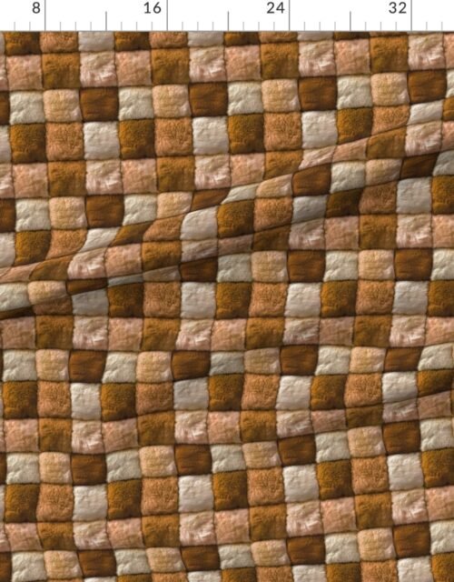 Small Amber and Ivory Faux Fur Patchwork Fabric - Luxurious Plush Texture