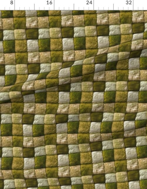 Small Forest Green and Ivory Faux Fur Patchwork - Luxurious Plush Texture