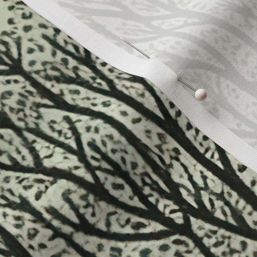 Fabric in New England Endless Forest Trees Warm Brown and Winter Gray on Pale Green Fabric Fabric in New England Endless Forest Trees Warm Brown and Winter Gray on Pale Green Fabric - Image 3