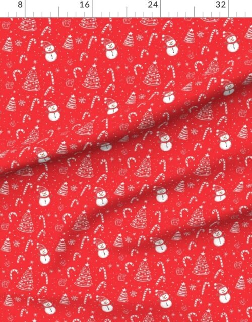 Fabric in Red and White Christmas Doodles Fabric