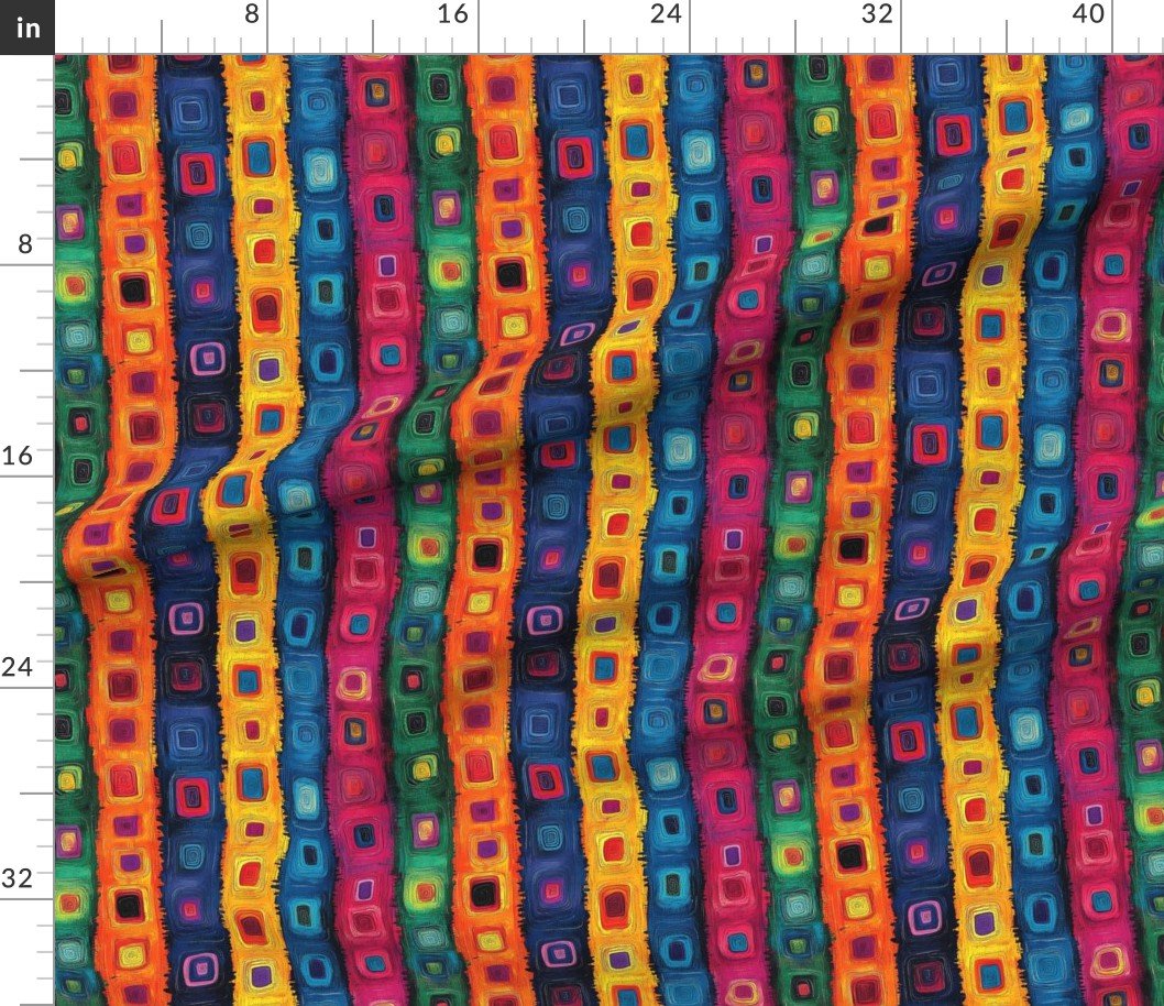 Fabric in Dashiki Fusion Colorful Squares Green Orange Blue and Pink Fabric Fabric in Dashiki Fusion Colorful Squares Green Orange Blue and Pink Fabric