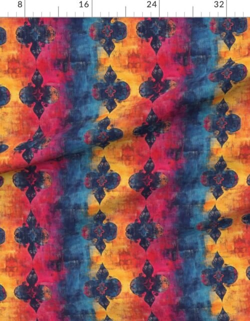 Fabric in Dashiki Fusion Floral Motif Yellow Blue and Pink Fabric