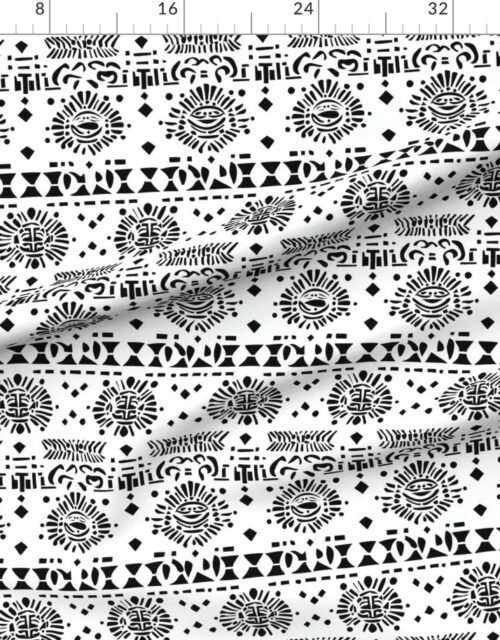 Fabric in Dashiki Fusion Monochrome Tribal Motifs and Circles Fabric